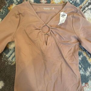 Abercrombie-fitch Women's Pink and Tan Bodysuit